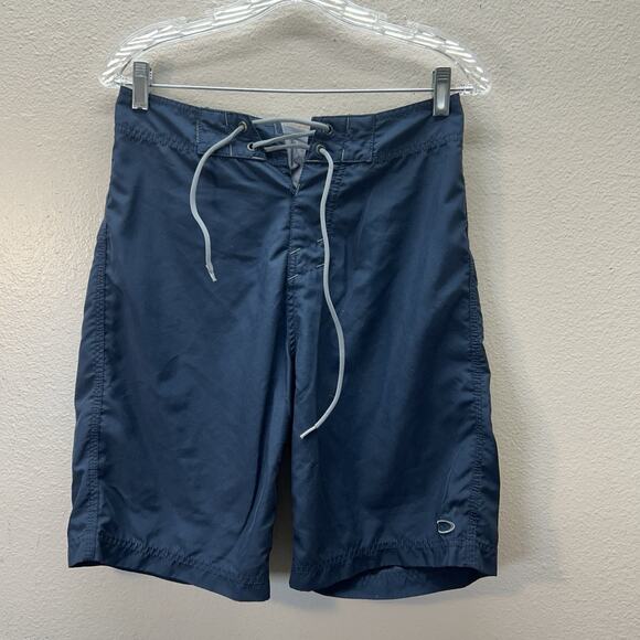 Vintage Y2K Oakley Boardshorts Mens 28 Navy Blue Drawstring Swim Trunks - Picture 1 of 5